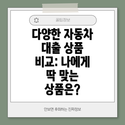 다양한 자동차 대출 상품 비교: 나에게 딱 맞는 상품은?