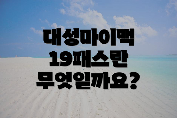 대성마이맥 19패스란 무엇일까요?
