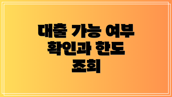 대출 가능 여부 확인과 한도 조회
