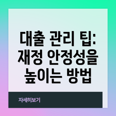 대출 관리 팁:  재정 안정성을 높이는 방법