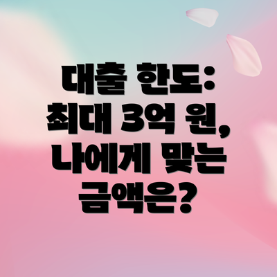 대출 한도: 최대 3억 원, 나에게 맞는 금액은?