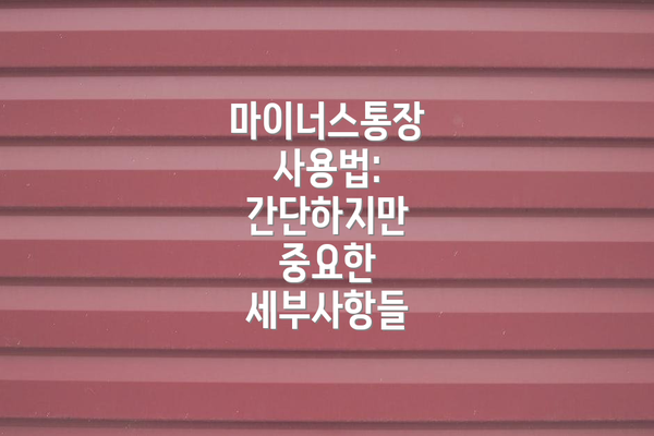 마이너스통장 사용법:  간단하지만 중요한 세부사항들