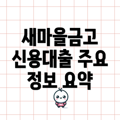 새마을금고 신용대출 주요 정보 요약