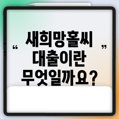 새희망홀씨 대출이란 무엇일까요?
