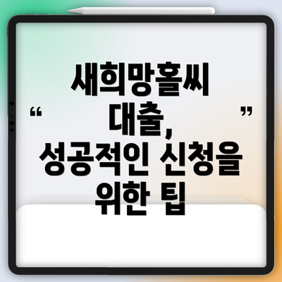 새희망홀씨 대출,  성공적인 신청을 위한 팁