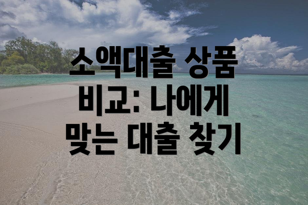 소액대출 상품 비교: 나에게 맞는 대출 찾기