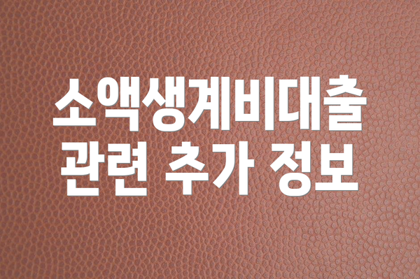 소액생계비대출 관련 추가 정보