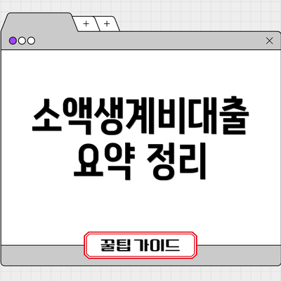 소액생계비대출 요약 정리