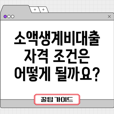 소액생계비대출 자격 조건은 어떻게 될까요?