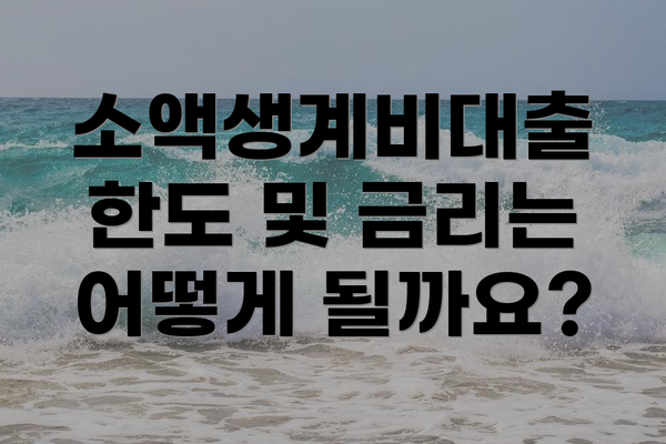 소액생계비대출 한도 및 금리는 어떻게 될까요?