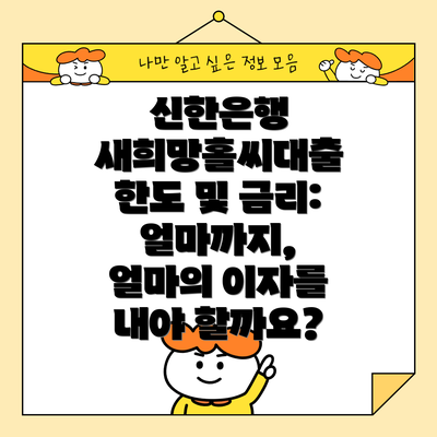 신한은행 새희망홀씨대출 한도 및 금리: 얼마까지, 얼마의 이자를 내야 할까요?