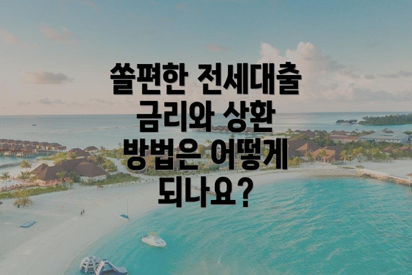 쏠편한 전세대출 금리와 상환 방법은 어떻게 되나요?