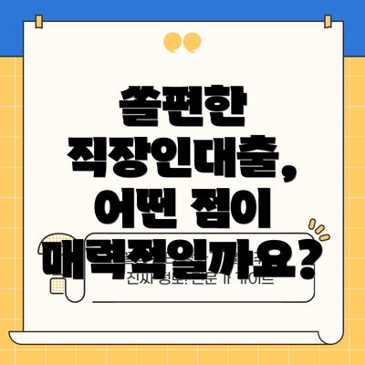 쏠편한 직장인대출,  어떤 점이 매력적일까요?