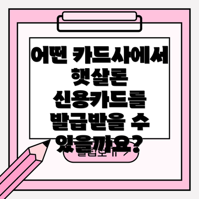 어떤 카드사에서 햇살론 신용카드를 발급받을 수 있을까요?