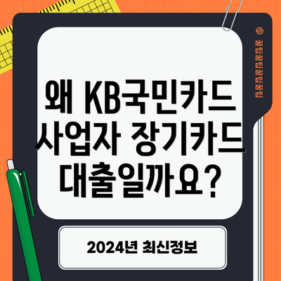 왜 KB국민카드 사업자 장기카드대출일까요?