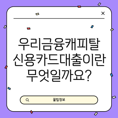우리금융캐피탈 신용카드대출이란 무엇일까요?