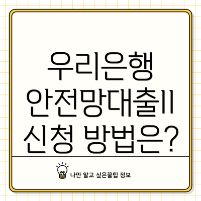 우리은행 안전망대출II 신청 방법은?