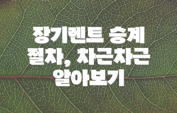 장기렌트 승계 절차, 차근차근 알아보기