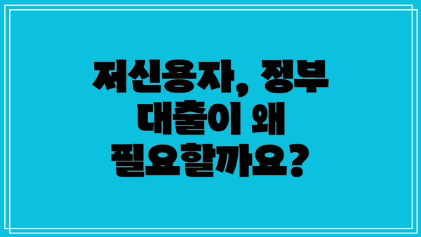 저신용자, 정부 대출이 왜 필요할까요?