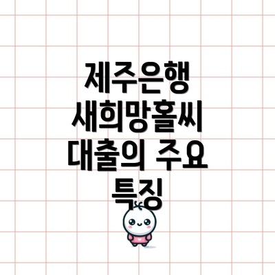 제주은행 새희망홀씨 대출의 주요 특징