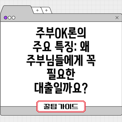 주부OK론의 주요 특징: 왜 주부님들에게 꼭 필요한 대출일까요?