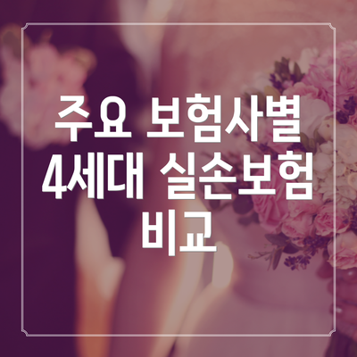 주요 보험사별 4세대 실손보험 비교