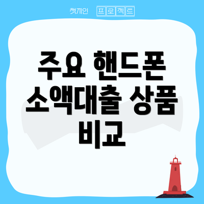 주요 핸드폰 소액대출 상품 비교