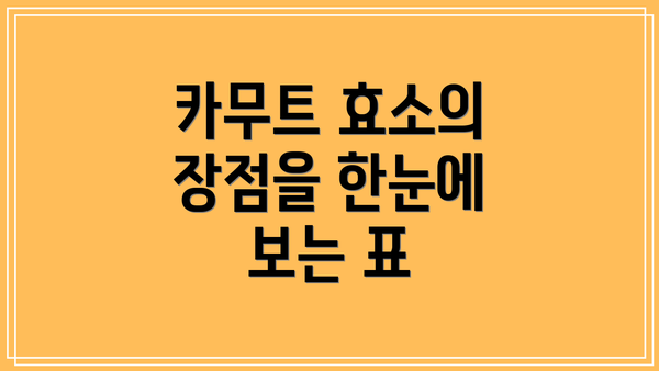 카무트 효소의 장점을 한눈에 보는 표