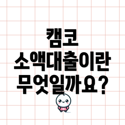 캠코 소액대출이란 무엇일까요?