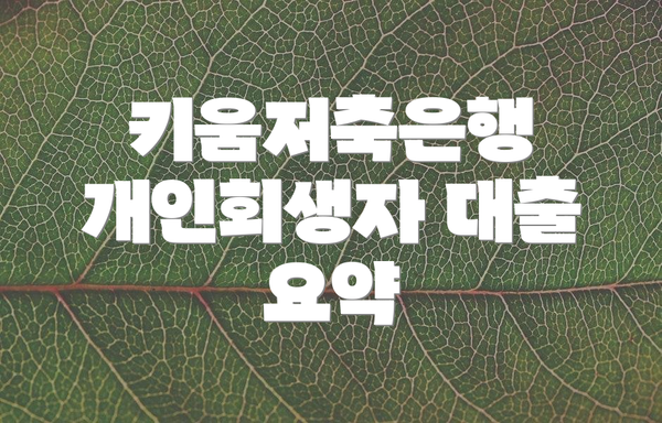 키움저축은행 개인회생자 대출 요약
