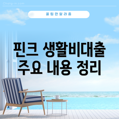 핀크 생활비대출 주요 내용 정리