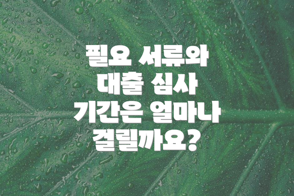 필요 서류와 대출 심사 기간은 얼마나 걸릴까요?