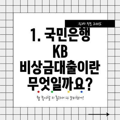 1. 국민은행 KB 비상금대출이란 무엇일까요?