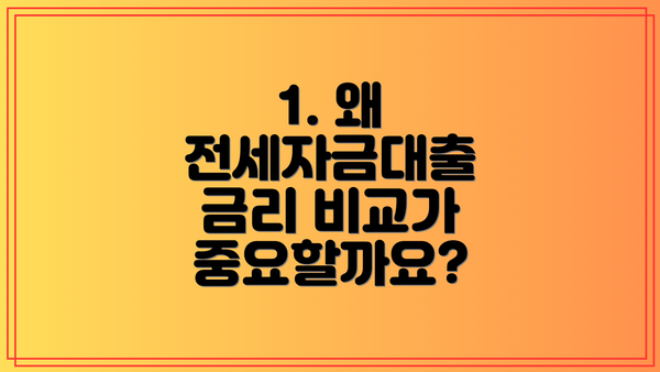 1. 왜 전세자금대출 금리 비교가 중요할까요?