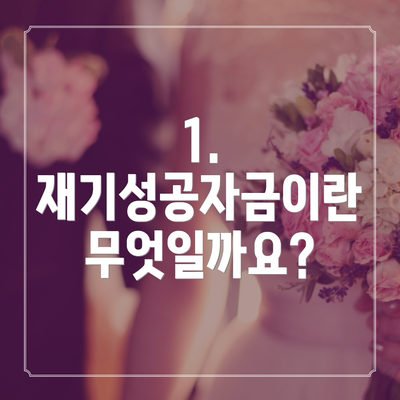 1. 재기성공자금이란 무엇일까요?