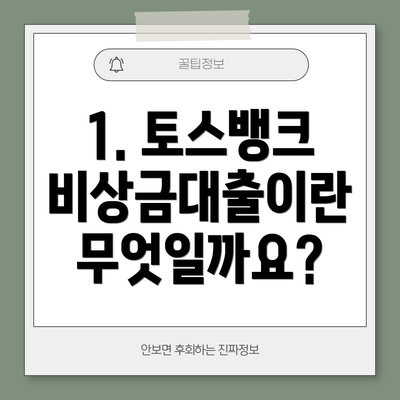 1. 토스뱅크 비상금대출이란 무엇일까요?