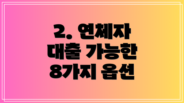 2. 연체자 대출 가능한 8가지 옵션