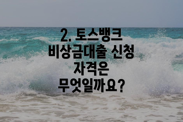 2. 토스뱅크 비상금대출 신청 자격은 무엇일까요?