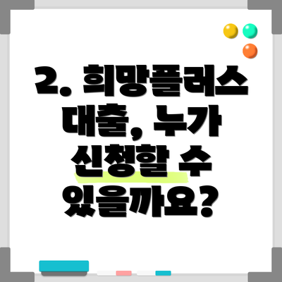 2. 희망플러스 대출, 누가 신청할 수 있을까요?