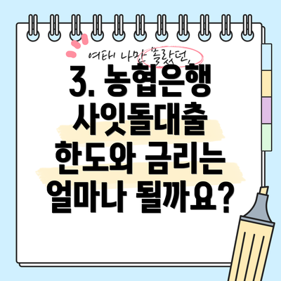 3. 농협은행 사잇돌대출 한도와 금리는 얼마나 될까요?