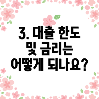 3. 대출 한도 및 금리는 어떻게 되나요?