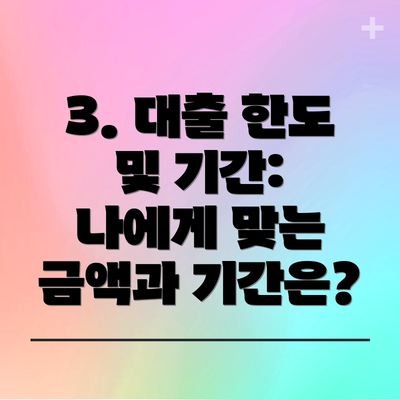3. 대출 한도 및 기간: 나에게 맞는 금액과 기간은?