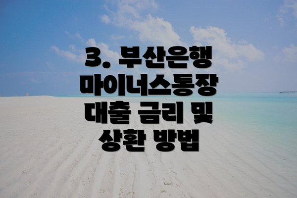 3. 부산은행 마이너스통장 대출 금리 및 상환 방법