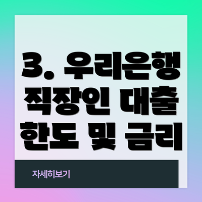 3. 우리은행 직장인 대출 한도 및 금리
