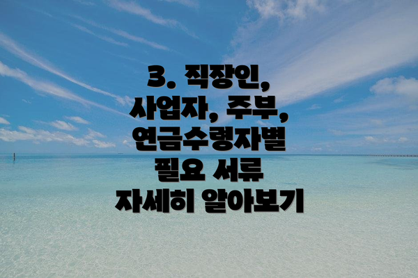 3. 직장인, 사업자, 주부, 연금수령자별 필요 서류 자세히 알아보기