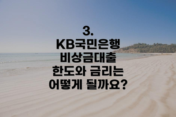 3. KB국민은행 비상금대출 한도와 금리는 어떻게 될까요?