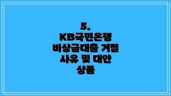 5. KB국민은행 비상금대출 거절 사유 및 대안 상품