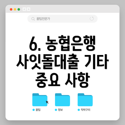 6. 농협은행 사잇돌대출 기타 중요 사항