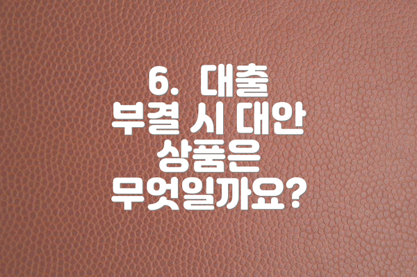 6. 대출 부결 시 대안 상품은 무엇일까요?