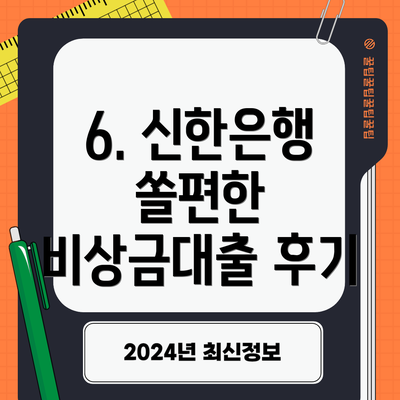 6. 신한은행 쏠편한 비상금대출 후기